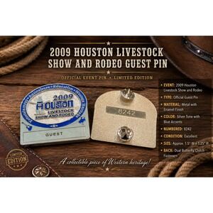 2009 Houston Livestock Show and Rodeo Guest Lapel Pin Silver Blue Enamel 8242
